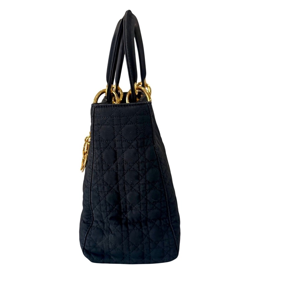 Christian Dior Black Quilted Cannage Lady Dior Top Handle Bag Gold Hardware - Picture 5 of 9